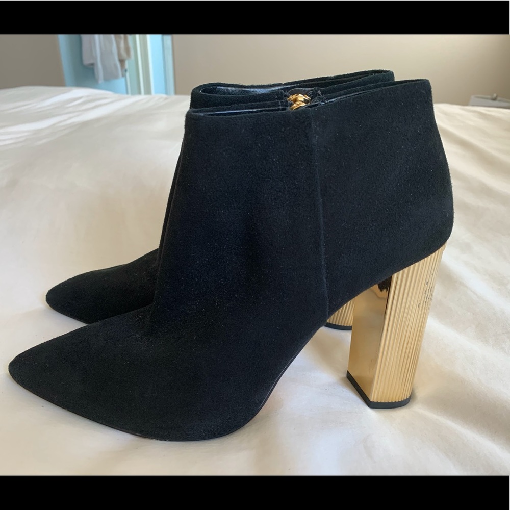 Michael Kors Black Booties with Gold Heel